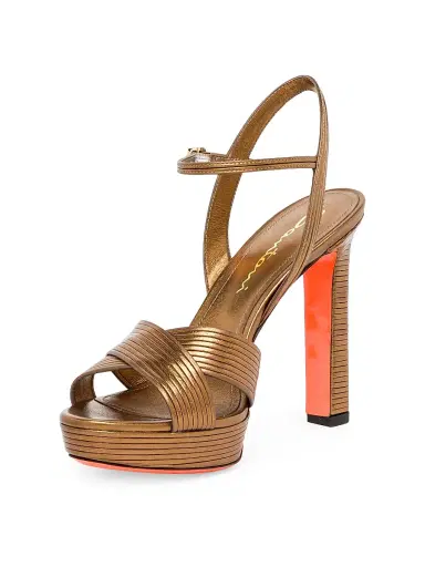 Santoni Women's Laureen 100MM Leather Platform Sandals | Thumbnail 4