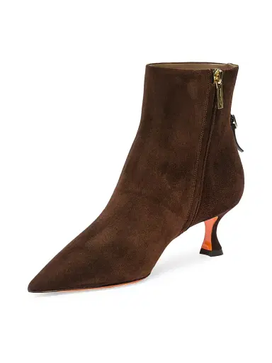 Santoni Women's Giulie 55MM Suede Booties - Brown - Size 11.5 | Thumbnail 4