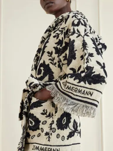 Zimmermann Wanderlust Hooded Fringed Cotton-terry Jacquard Robe | Thumbnail 5
