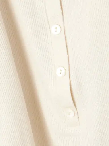 ÉTERNE Ribbed-knit Henley Top | Thumbnail 4