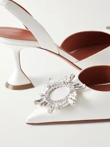 Amina Muaddi Begum Swarovski Crystal-embellished Satin Slingback Pumps | Thumbnail 5 Amina Muaddi Begum Swarovski Crystal-embellished Satin Slingback Pumps | Thumbnail 5