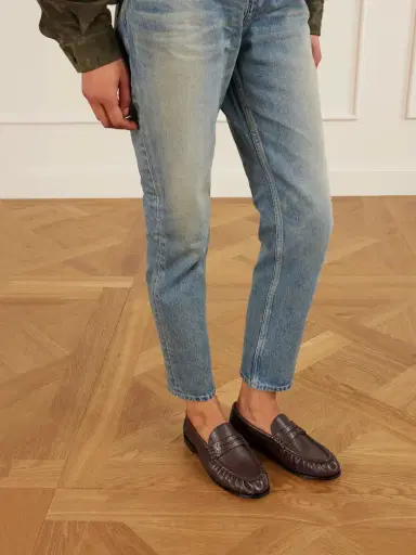 Saint Laurent Le Loafer Logo-embellished Textured-leather Loafers | Thumbnail 2