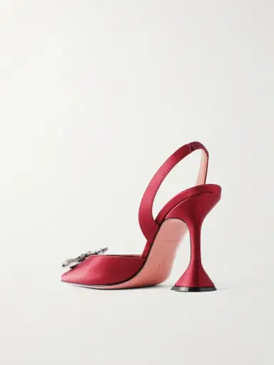 Amina Muaddi Begum Swarovski Crystal-embellished Satin Slingback Pumps | Thumbnail 3