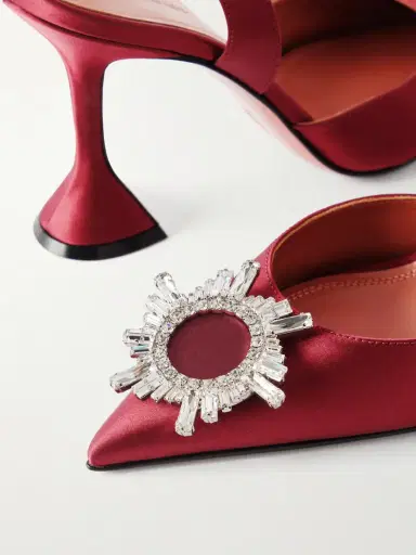 Amina Muaddi Begum Swarovski Crystal-embellished Satin Slingback Pumps | Thumbnail 5