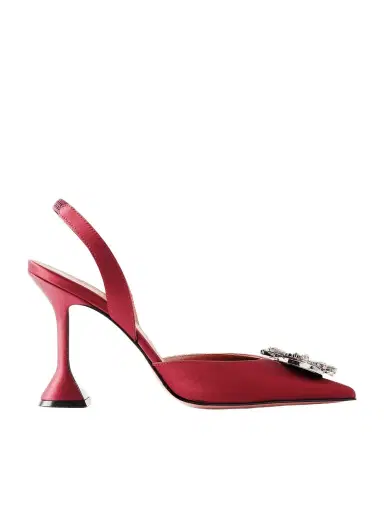 Amina Muaddi Begum Swarovski Crystal-embellished Satin Slingback Pumps | Thumbnail 1