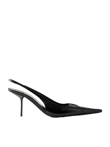 Saint Laurent Babylone Embellished Glossed-leather Slingback Pumps | Thumbnail 1 Saint Laurent Babylone Embellished Glossed-leather Slingback Pumps | Thumbnail 1