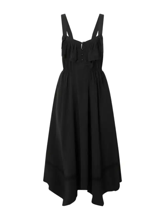 Asymmetric Ruffled Lace-trimmed Silk Crepe De Chine Midi Dress
