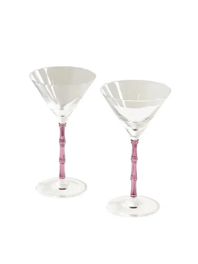 La DoubleJ Bamboo Set Of Two Crystal Martini Glasses