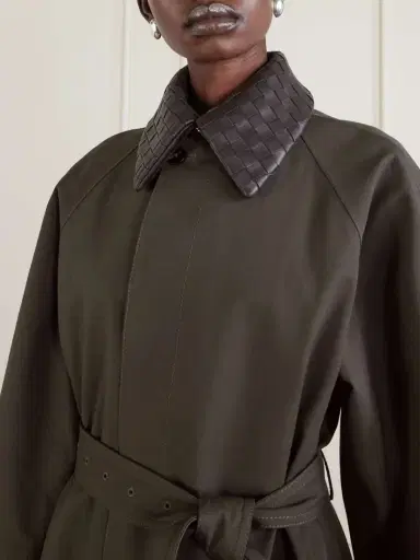 Bottega Veneta Intrecciato Leather-trimmed Cotton-blend Trench Coat | Thumbnail 5