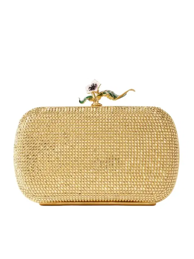 Knot Embellished Metallic Leather Clutch