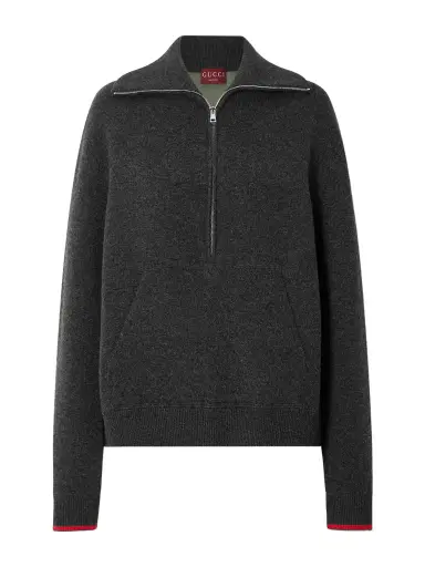 Gucci Striped Wool-blend Half-zip Polo Sweater | Thumbnail 1 Gucci Striped Wool-blend Half-zip Polo Sweater | Thumbnail 1