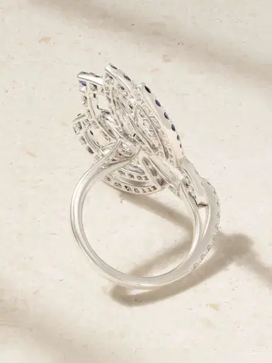 Garrard Lotus Flower 18-karat White Gold, Sapphire And Diamond Ring | Thumbnail 3 Garrard Lotus Flower 18-karat White Gold, Sapphire And Diamond Ring | Thumbnail 3