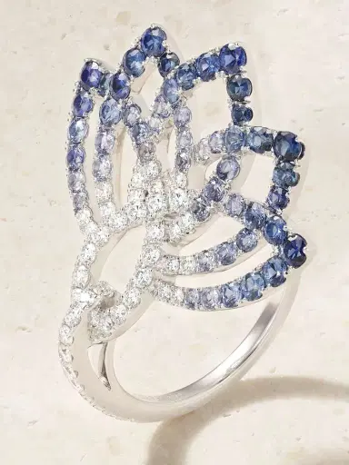 Garrard Lotus Flower 18-karat White Gold, Sapphire And Diamond Ring | Thumbnail 4 Garrard Lotus Flower 18-karat White Gold, Sapphire And Diamond Ring | Thumbnail 4