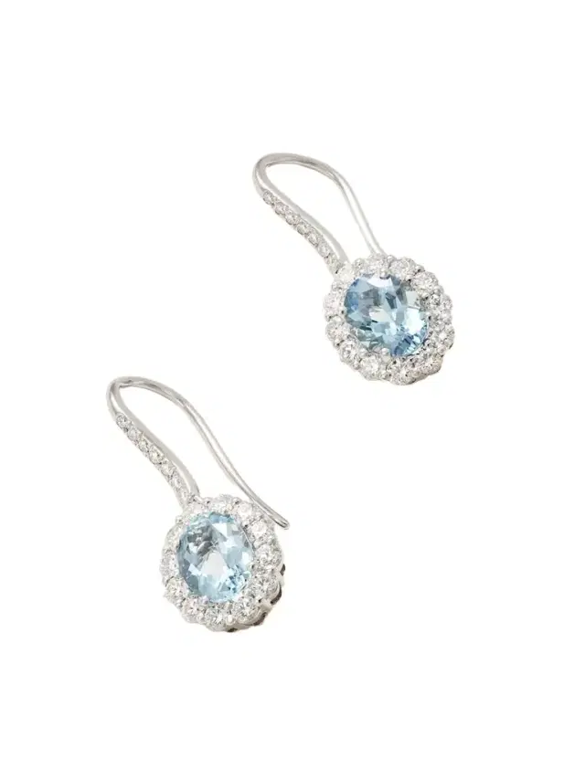 Garrard 1735 Platinum, Aquamarine And Diamond Earrings