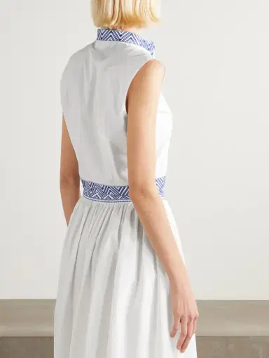 Emporio Sirenuse Andorra Iris Cropped Embroidered Cotton-blend Poplin Top | Thumbnail 3 Emporio Sirenuse Andorra Iris Cropped Embroidered Cotton-blend Poplin Top | Thumbnail 3