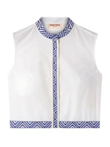 Emporio Sirenuse Andorra Iris Cropped Embroidered Cotton-blend Poplin Top | Thumbnail 1 Emporio Sirenuse Andorra Iris Cropped Embroidered Cotton-blend Poplin Top | Thumbnail 1
