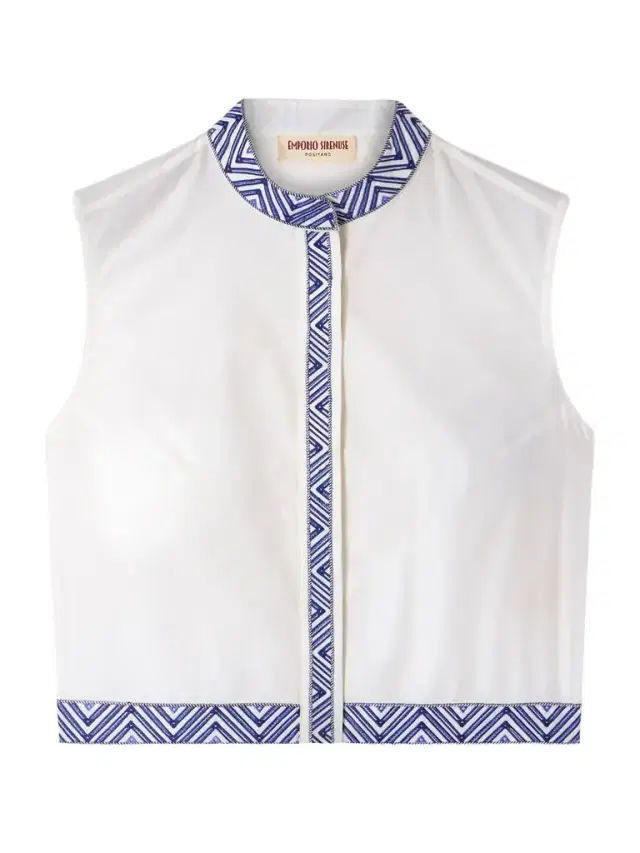 Andorra Iris Cropped Embroidered Cotton-blend Poplin Top