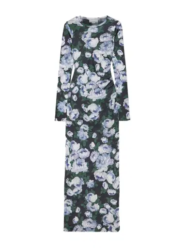 Stella McCartney Gathered Floral-print Stretch-mesh Maxi Dress | Thumbnail 1 Stella McCartney Gathered Floral-print Stretch-mesh Maxi Dress | Thumbnail 1