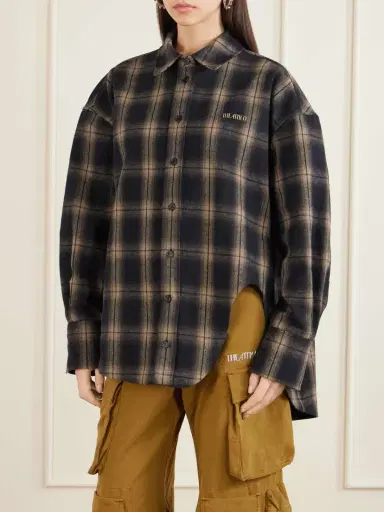 The Attico Oversized Checked Cotton-flannel Shirt | Thumbnail 3 The Attico Oversized Checked Cotton-flannel Shirt | Thumbnail 3