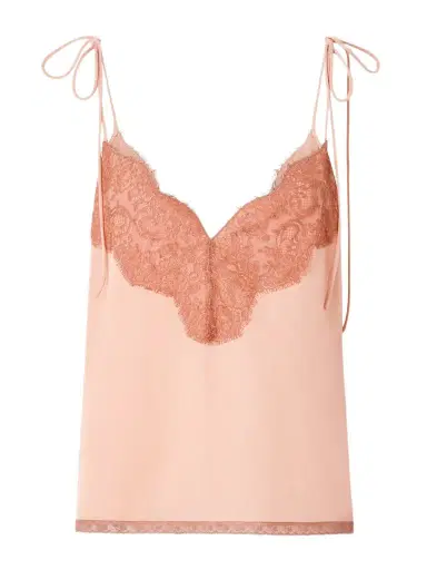 Valentino Garavani Lace-trimmed Silk Crepe De Chine Camisole | Thumbnail 1 Valentino Garavani Lace-trimmed Silk Crepe De Chine Camisole | Thumbnail 1