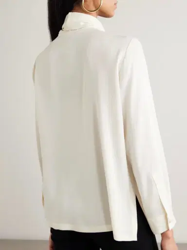 Max Mara Tie-detailed Silk Crepe De Chine Blouse | Thumbnail 4 Max Mara Tie-detailed Silk Crepe De Chine Blouse | Thumbnail 4