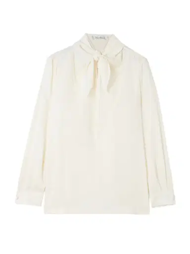 Max Mara Tie-detailed Silk Crepe De Chine Blouse | Thumbnail 1 Max Mara Tie-detailed Silk Crepe De Chine Blouse | Thumbnail 1