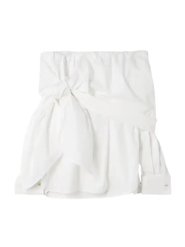 Off-the-shoulder Tie-detailed Gathered Cotton-poplin Blouse