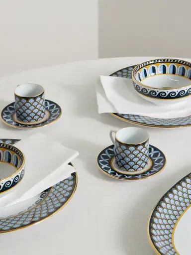 La DoubleJ Impero Set Of Two Gold-plated Porcelain Espresso Cups And Saucers | Thumbnail 2