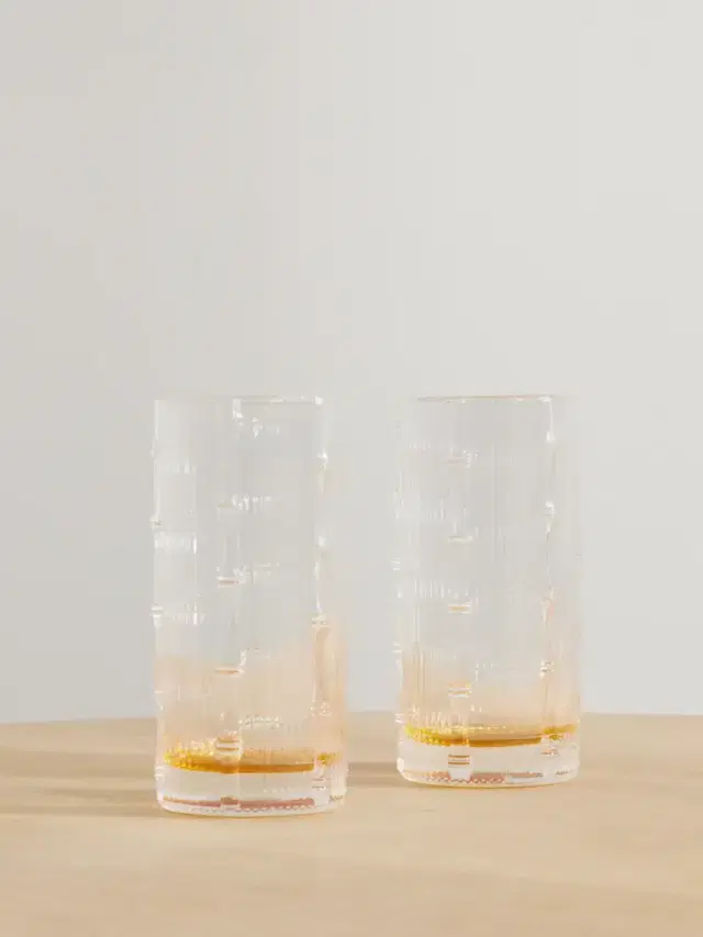 La DoubleJ Bamboo Set Of Two Crystal Highball Glasses
