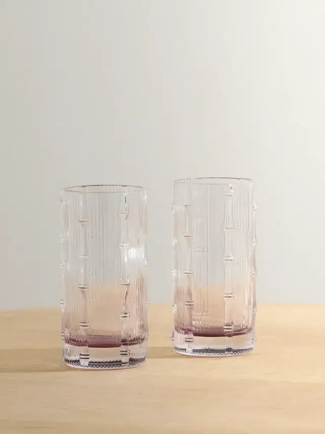 La DoubleJ Bamboo Set Of Two Crystal Highball Glasses