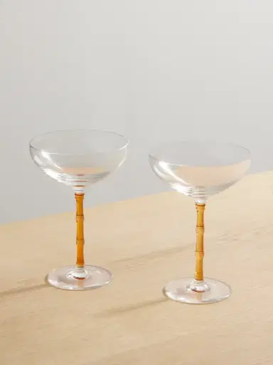 La DoubleJ Bamboo Set Of Two Crystal Champagne Coupes | Thumbnail 1