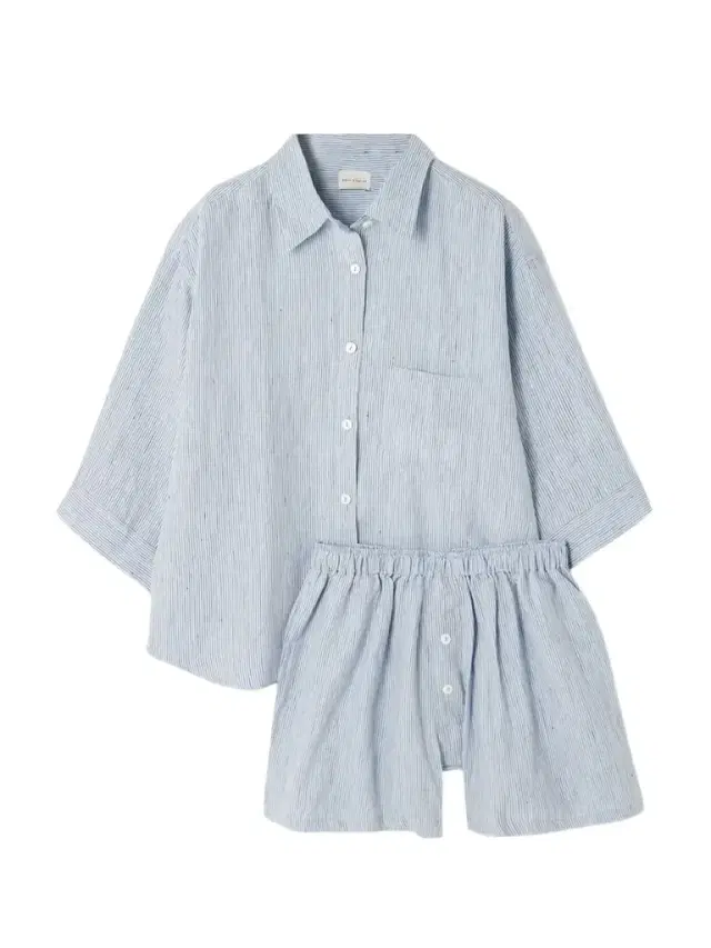 The 03 Striped Washed-linen Shirt And Shorts Set