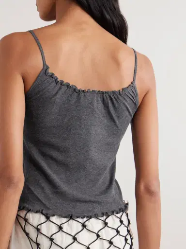 Deiji Studios Flounce Shirred Cotton And Wool-blend Tank | Thumbnail 3 Deiji Studios Flounce Shirred Cotton And Wool-blend Tank | Thumbnail 3