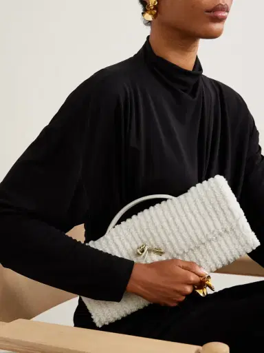 Bottega Veneta Andiamo Long Leather-trimmed Ribbed Bouclé Clutch | Thumbnail 2 Bottega Veneta Andiamo Long Leather-trimmed Ribbed Bouclé Clutch | Thumbnail 2