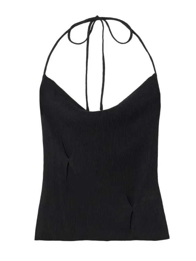Fine Knot Recycled Ribbed-knit Halterneck Top