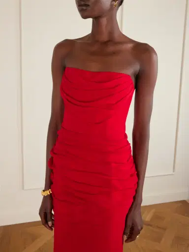 Carolina Herrera Strapless Draped Silk-chiffon Midi Dress | Thumbnail 3 Carolina Herrera Strapless Draped Silk-chiffon Midi Dress | Thumbnail 3