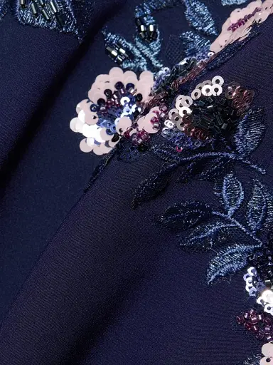 Rene Ruiz Collection Women's Embroidered Floral Crepe Strapless Column Gown - Navy | Thumbnail 7 Rene Ruiz Collection Women's Embroidered Floral Crepe Strapless Column Gown - Navy | Thumbnail 7