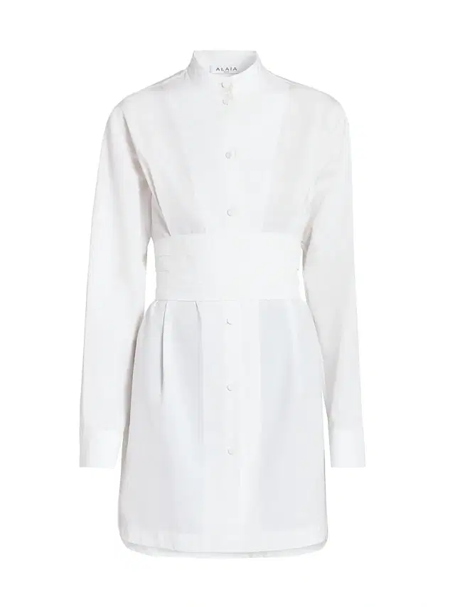 ALAIA Women's Poplin Wrap Mini-Shirtdress - Blanc