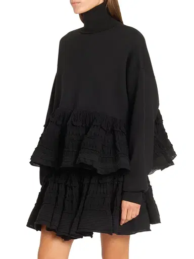 Alaïa Women's Lace-Trim Peplum Turtleneck Sweater - Noir | Thumbnail 4 Alaïa Women's Lace-Trim Peplum Turtleneck Sweater - Noir | Thumbnail 4