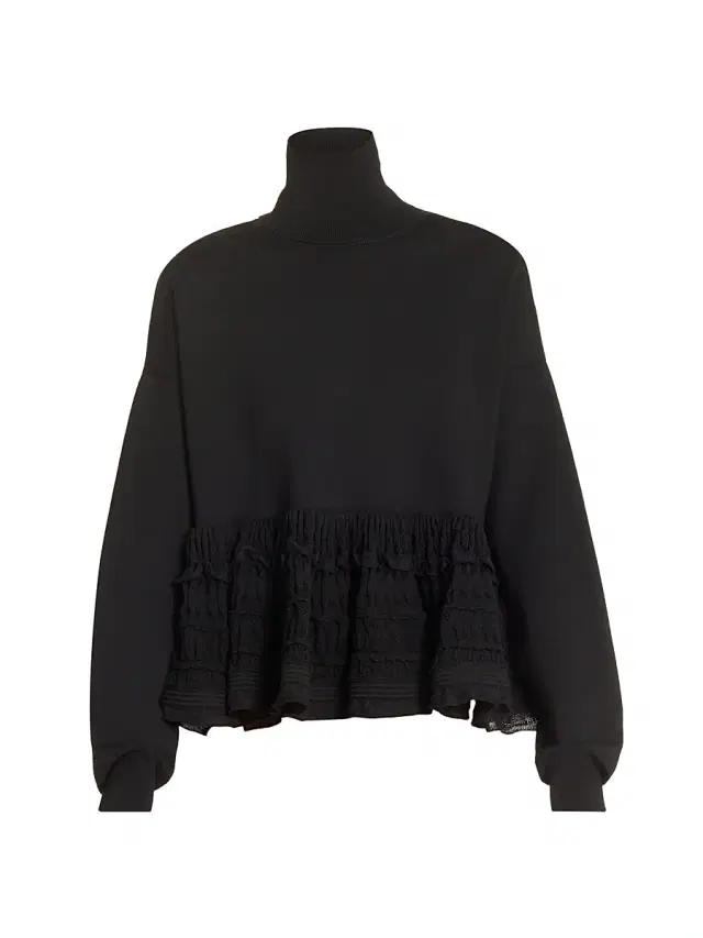 ALAIA Women's Lace-Trim Peplum Turtleneck Sweater - Noir Alaia