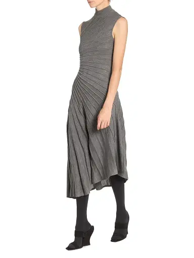 ALAIA Women's Ray Sleeveless Wool A-Line Midi-Dress - Gris Chine | Thumbnail 2 ALAIA Women's Ray Sleeveless Wool A-Line Midi-Dress - Gris Chine | Thumbnail 2