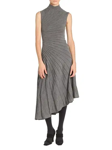 ALAIA Women's Ray Sleeveless Wool A-Line Midi-Dress - Gris Chine | Thumbnail 3 ALAIA Women's Ray Sleeveless Wool A-Line Midi-Dress - Gris Chine | Thumbnail 3