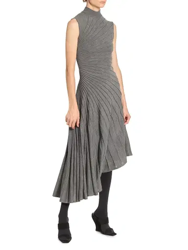 ALAIA Women's Ray Sleeveless Wool A-Line Midi-Dress - Gris Chine | Thumbnail 4 ALAIA Women's Ray Sleeveless Wool A-Line Midi-Dress - Gris Chine | Thumbnail 4