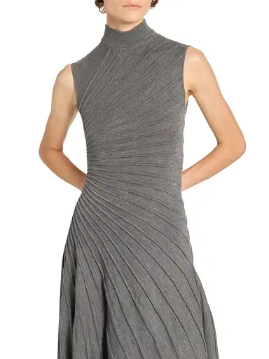 ALAIA Women's Ray Sleeveless Wool A-Line Midi-Dress - Gris Chine | Thumbnail 6 ALAIA Women's Ray Sleeveless Wool A-Line Midi-Dress - Gris Chine | Thumbnail 6