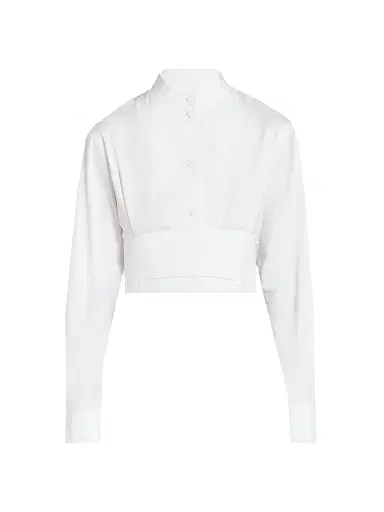 Alaïa Women's Cumberbund Cotton Shirt | Thumbnail 1 Alaïa Women's Cumberbund Cotton Shirt | Thumbnail 1