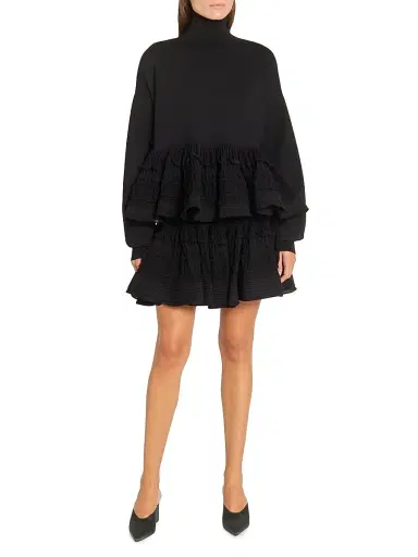 Alaïa Women's Ruffled Wool-Blend Miniskirt - Noir Alaia | Thumbnail 2 Alaïa Women's Ruffled Wool-Blend Miniskirt - Noir Alaia | Thumbnail 2