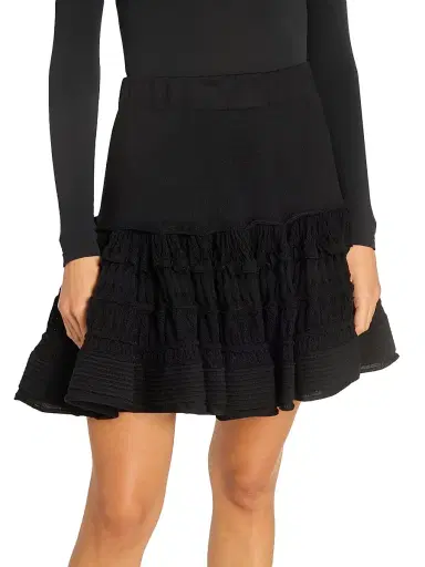 Alaïa Women's Ruffled Wool-Blend Miniskirt - Noir Alaia | Thumbnail 6 Alaïa Women's Ruffled Wool-Blend Miniskirt - Noir Alaia | Thumbnail 6
