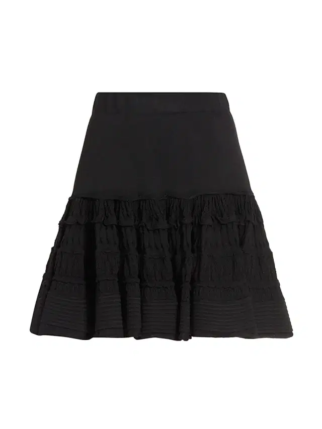 Women's Ruffled Wool-Blend Miniskirt - Noir Alaia