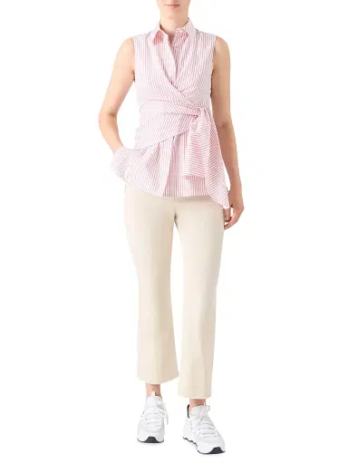 Akris punto Women's Striped Tie-Detail Cotton Poplin Top | Thumbnail 2