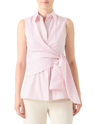 Akris punto Women's Striped Tie-Detail Cotton Poplin Top | Thumbnail 3